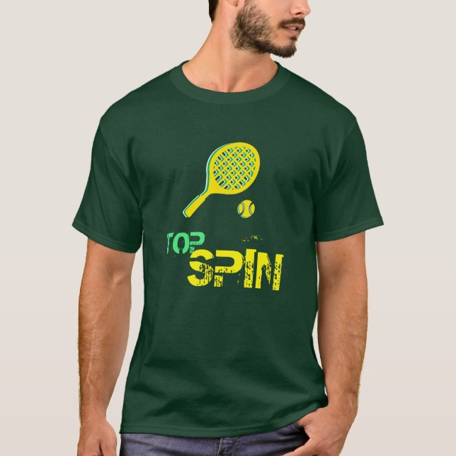 Tennis Sport Pop Art, Grönt & Gult Racket & Boll T Shirt (Framsida)