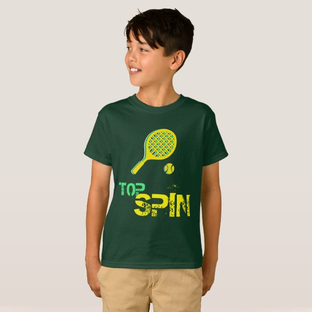 Tennis Sport Pop Art, Grönt & Gult Racket & Boll T Shirt (Hel framsida)