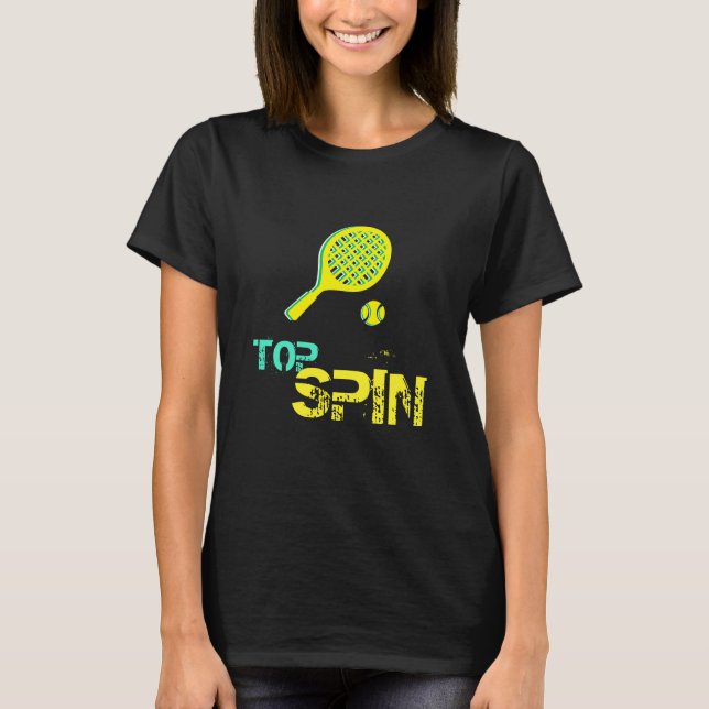 Tennis Sport Pop Art, Grönt & Gult Racket & Boll T Shirt (Framsida)