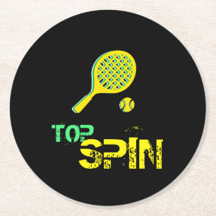 Tennis Sport Pop Art, Grönt & Gult Racket & Boll Underlägg Papper Rund
