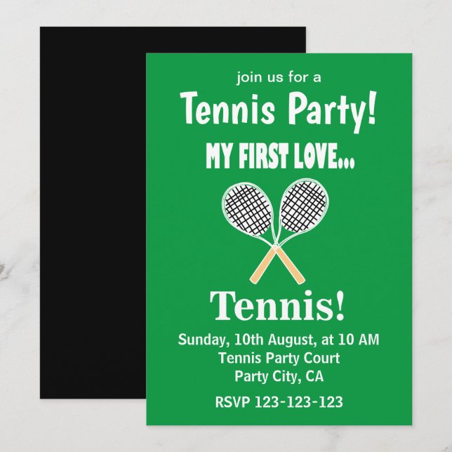 Tennis Sport Tenis Kalas Inbjudningar (Fram/baksida)