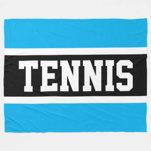 TENNIS Sportig 70-tal Azureblå Svart Vit Randig Fleecefilt