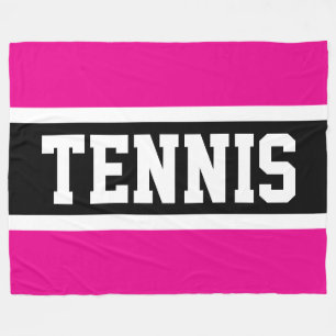 TENNIS Sportig 70-tals Rosa Svart Vit Randig Fleecefilt
