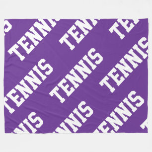 TENNIS Sportig diagonal vit text på kunglig lila Fleecefilt