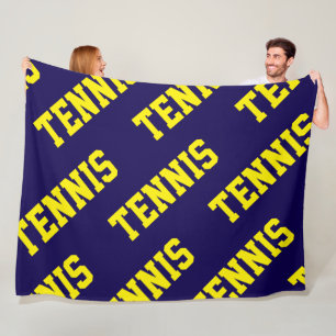 TENNIS Sportig diagonalt kaklat gult text på marin Fleecefilt