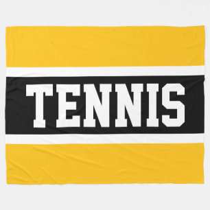 TENNIS Sportig gul orange svart vit randig Fleecefilt