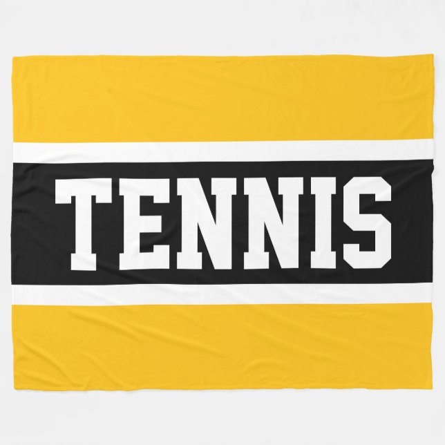TENNIS Sportig gul orange svart vit randig Fleecefilt (Framsidan (Horisontell))
