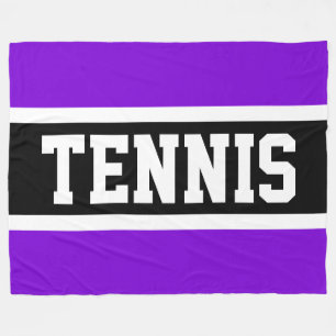 TENNIS Sportig kul 70-tals svart vit lila ränder Fleecefilt