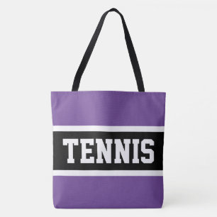 TENNIS Sportig Lila Svart Vit Atletisk Ränder Tygkasse