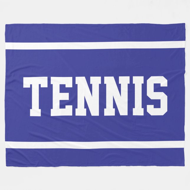 TENNIS Sportig Rolig Djupblå Vit Textränder Fleecefilt (Framsidan (Horisontell))