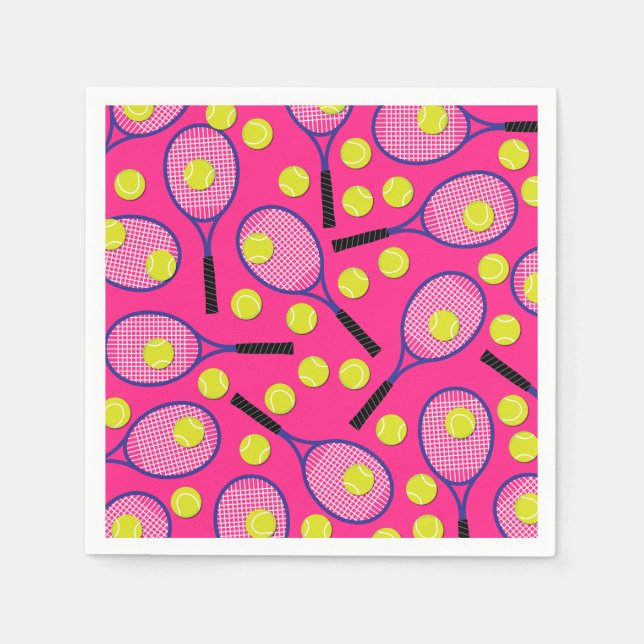 Tennis Sports Födelsedagsfest Rosa Pappersservett (Framsidan)