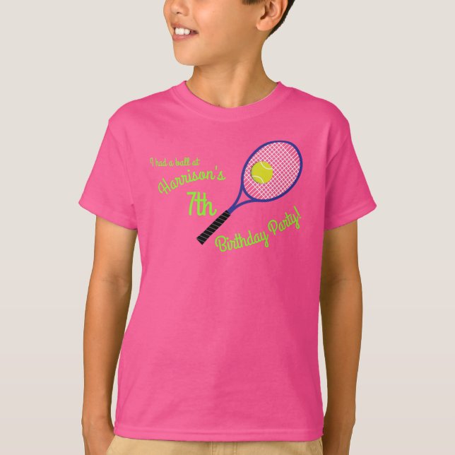 Tennis Sports Födelsedagsfest Rosa T Shirt (Framsida)
