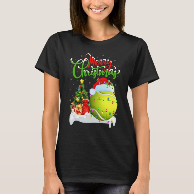 Tennis Sports   Xmas Decorations Santa Tennis Chri T Shirt (Framsida)