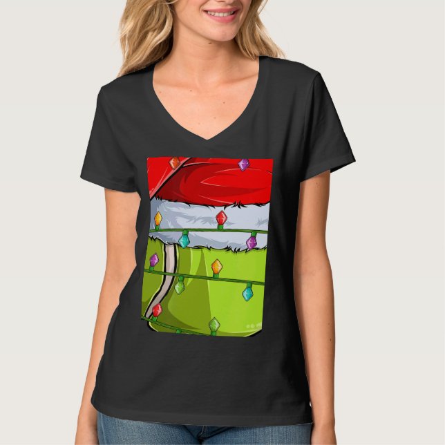 Tennis Sports  Xmas Lights Santa Tennis Ball Chris T Shirt (Framsida)