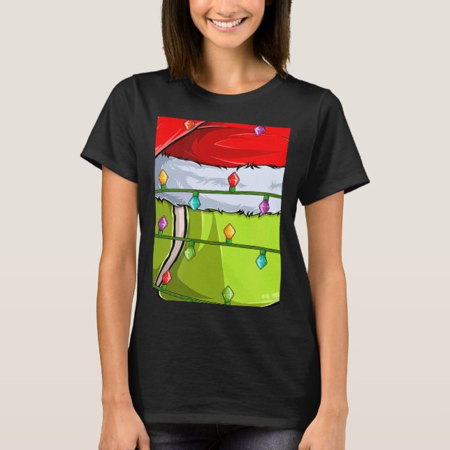 Tennis Sports  Xmas Lights Santa Tennis Ball Chris T Shirt (Framsida)