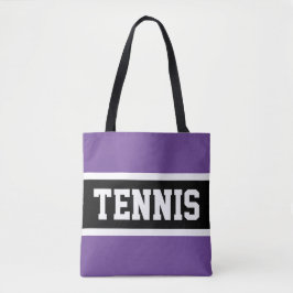 TENNIS Sporty Lila Black White Athletic Rand Tygkasse