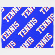 TENNIS Sporty Repeat White Red Text On Bright Blue