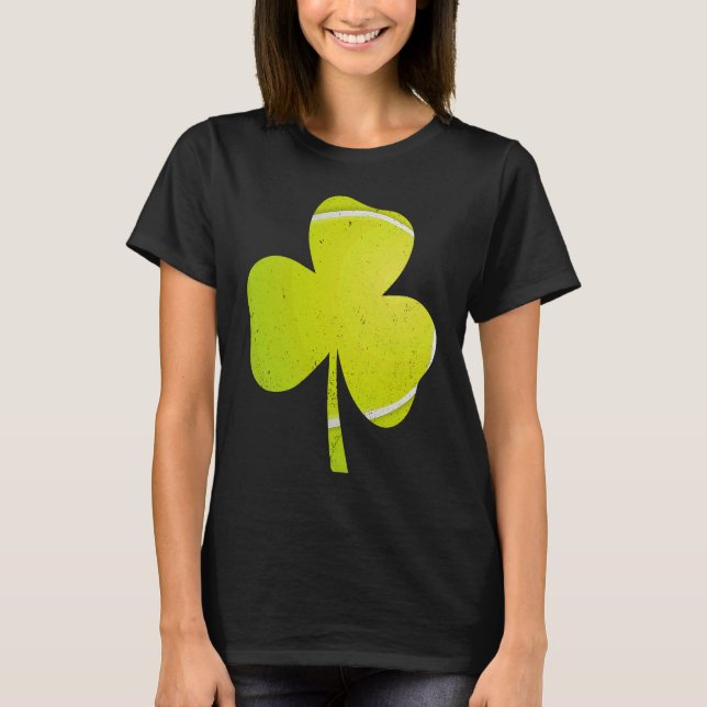 Tennis St Patricks Day  Distressed Irish Shamrock T Shirt (Framsida)