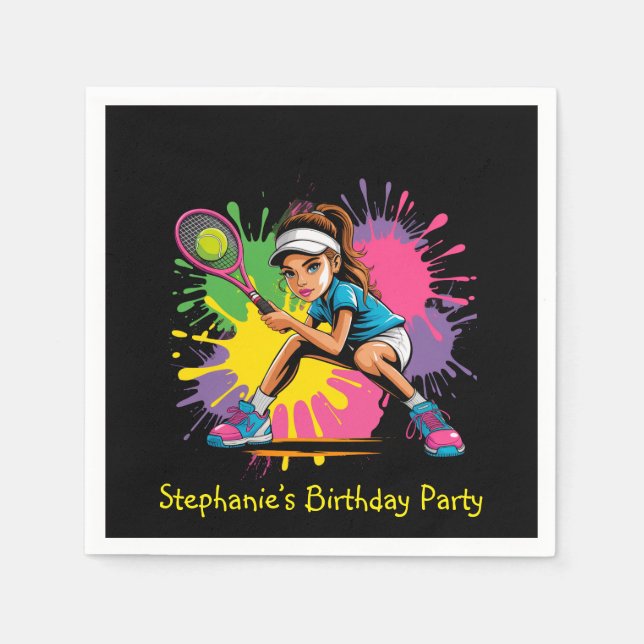 Tennis Star Girl Födelsedagsfest Pappersservett (Framsidan)