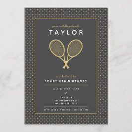 Tennis Star Sports Party i Guld och Grått Inbjudningar