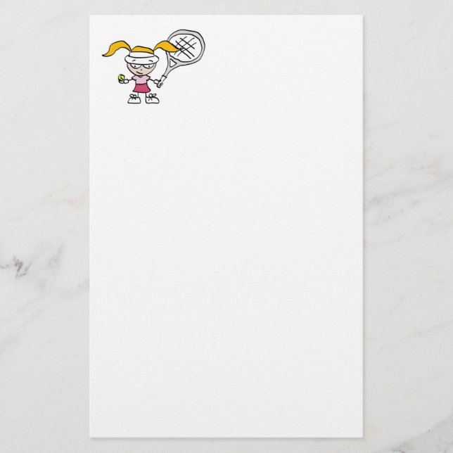 Tennis Stationery med tecknad bild Brevpapper (Framsida)