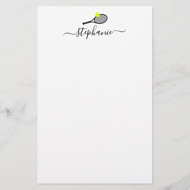 Tennis Stationery Papper Script Personlig Namn (Framsida)