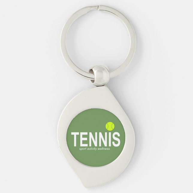 Tennis Swirl Silverfärgad Nyckelring (Framsidan)