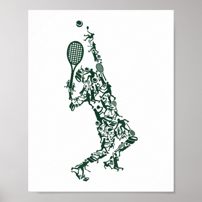 Tennis T Shirt - Player Positions Bollar Racket in Poster (Framsidan)