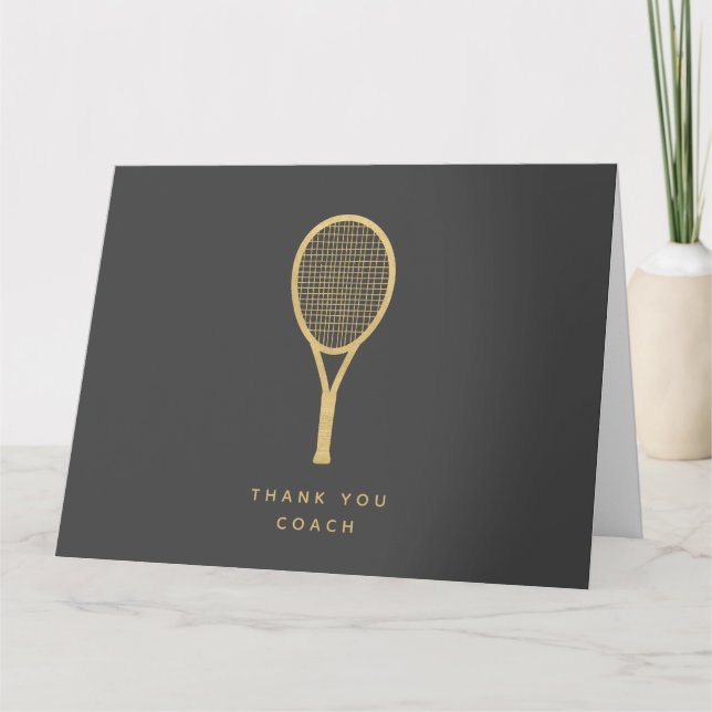 Tennis Tack Coach Guld Personlig Foldad Kort (Framsida)