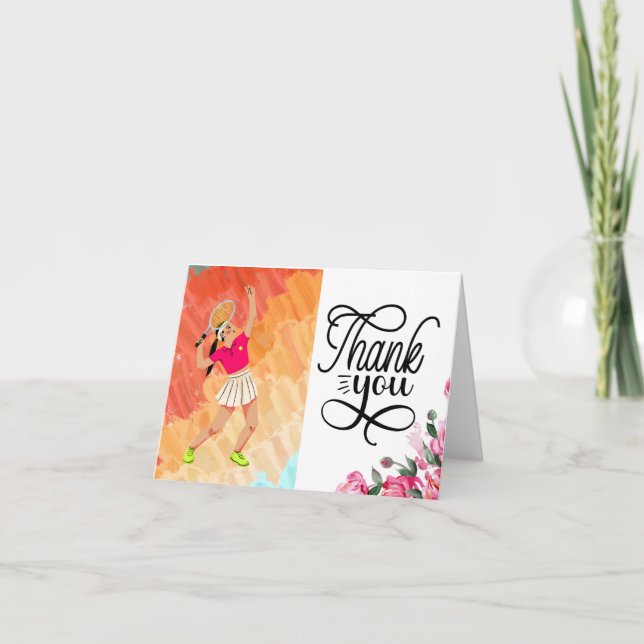 Tennis-tack för ditt kort med en kvinna (Framsida)