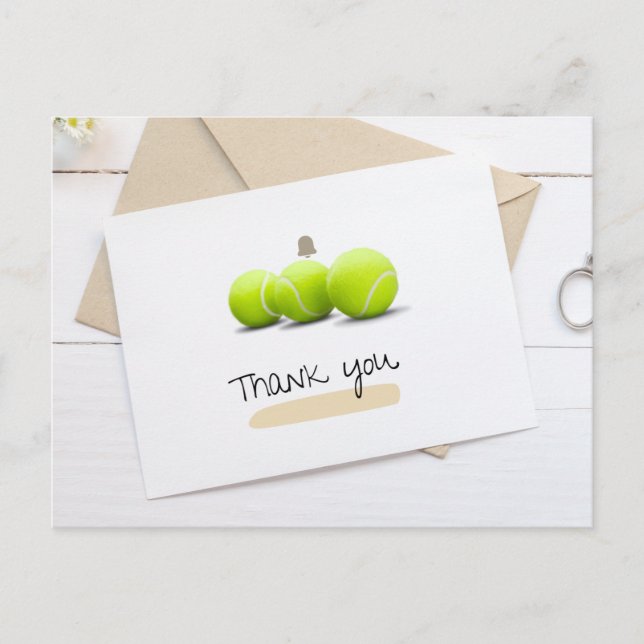 Tennis Tack med tennis på vita Vykort (Framsida)