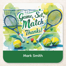 Tennis Tack party med racket och boll Underlägg Papper Kvadrat