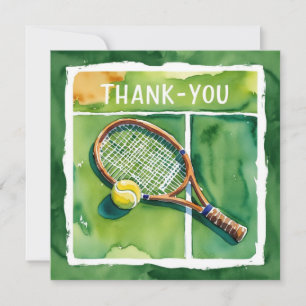 Tennis tackkort racket och boll akvarell tack kort