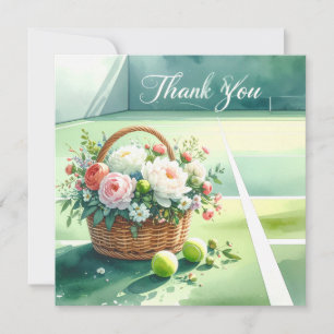 Tennis tacksamhetskort med boll på plan tack kort