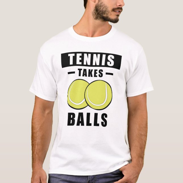 Tennis tar bollar - roligt t shirt (Framsida)