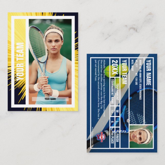 Tennis Team Trading Card - Gult Black Rays (Fram/baksida)
