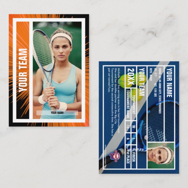 Tennis Team Trading Card - Orange/Black Rays (Fram/baksida)