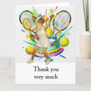 Tennis tema för siamesiska Cat-älskare Tack Kort