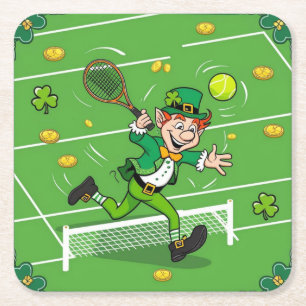 Tennis tema för St. Patrick's Day Underlägg Papper Kvadrat