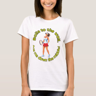 Tennis temade T-shirt med lustiga slag.