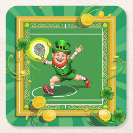 Tennis temat för St. Patrick's Day Underlägg Papper Kvadrat