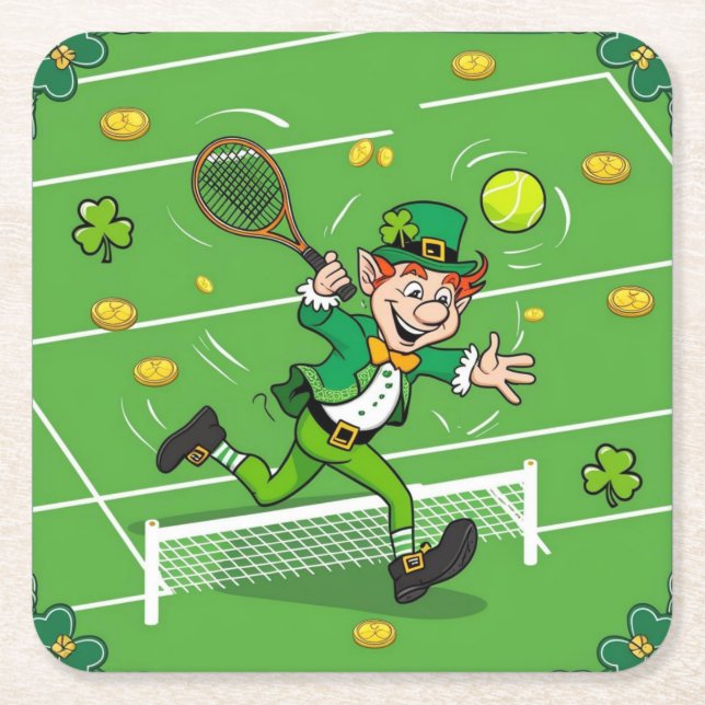 Tennis temat för St. Patrick's Day Underlägg Papper Kvadrat (Framsidan)