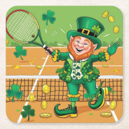 Tennis temat för St. Patrick's Day Underlägg Papper Kvadrat