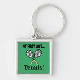 Tennis Tennis Player Fyrkantig Silverfärgad Nyckelring