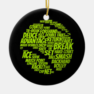 Tennis Terms Tennis Player Spelar upp Tennis Boll Julgransprydnad Keramik