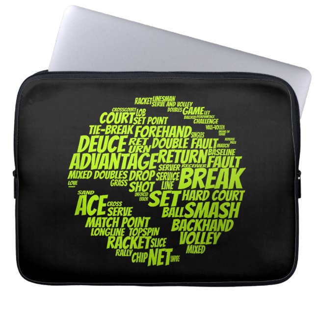 Tennis Terms Tennis Player Spelar upp Tennis Boll Laptop Fodral (Framsidan)