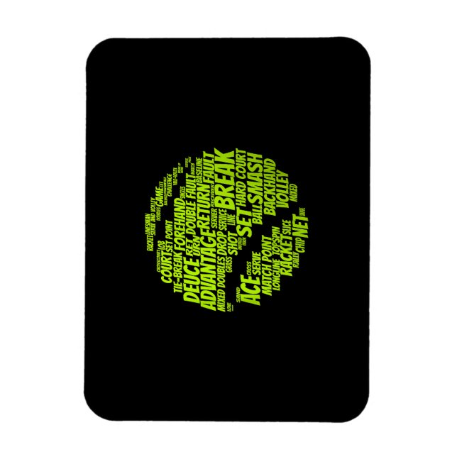 Tennis Terms Tennis Player Spelar upp Tennis Boll Magnet (Vertikal)