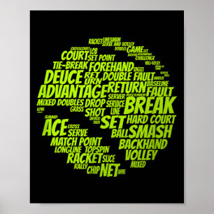 Tennis Terms Tennis Player Spelar upp Tennis Boll Poster