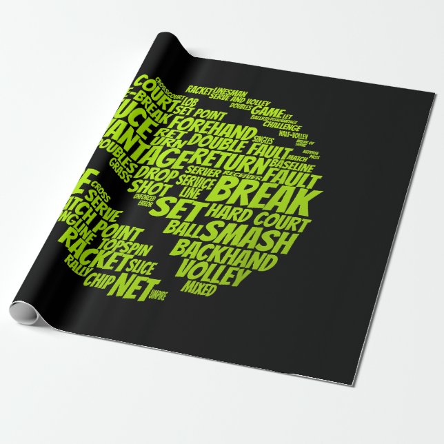 Tennis Terms Tennis Player Spelar upp Tennis Boll Presentpapper (Utrullad)