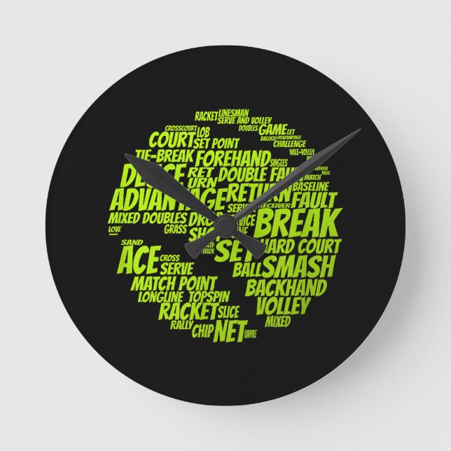 Tennis Terms Tennis Player Spelar upp Tennis Boll Rund Klocka (Framsida)
